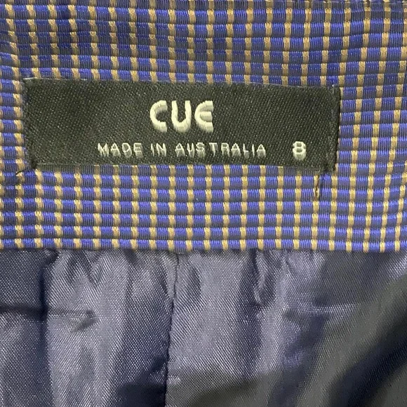 Cue peplum layered skirt, blue and gold checked pattern, size 8 - Picture 4 of 5